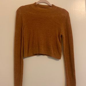 Cropped mock neck sweater